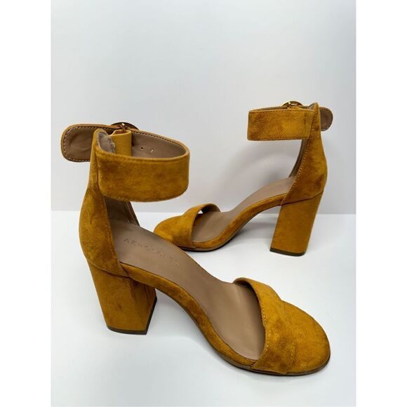 Aerosoles Sandals Womens Size 5 Tan Faux Suede Ankle Strap Open Toe Block Heel - Picture 4 of 10